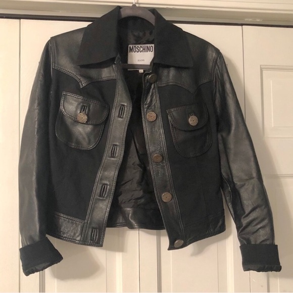 RARE MOSCHINO Vintage Leather Jacket - Picture 2 of 7